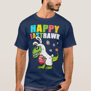Camiseta Feliz Eastrawawt Re Dinosaur Easter Bunny Egg Kid