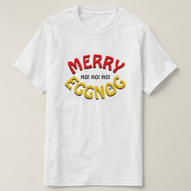 Camiseta Feliz Eggnog! (piada de feriados) (Frente do Design)