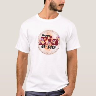 Camiseta Feliz Eid Al-Fitr Design Floral Brilhante