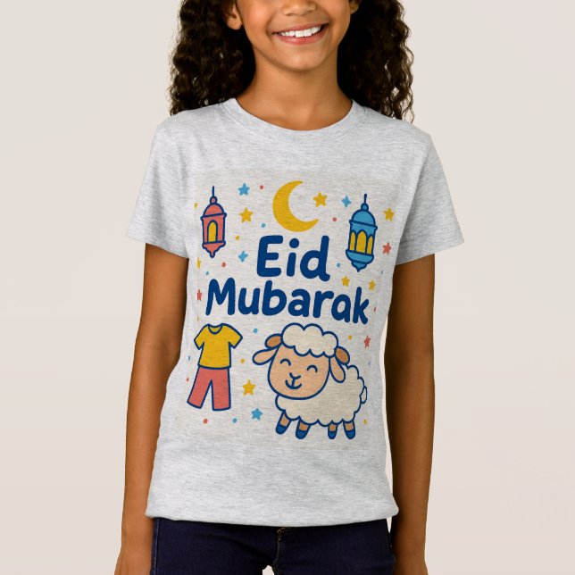 Camiseta Feliz Eid em Estilo - Um Design que Reflete a Jo (Frente)