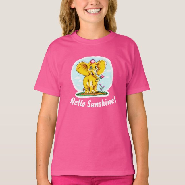 Camiseta Feliz Elefante para Meninas | Olá Sol  (Frente)
