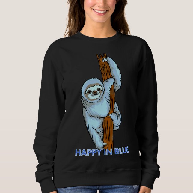 Camiseta Feliz Em Azul Penteado (Frente)