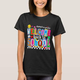 Camiseta Feliz em ver o rosto de volta à escola primeiro di