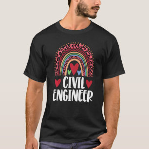 Camiseta Feliz Engenheiro Civil Rainbow Men Leopardo Rainbo
