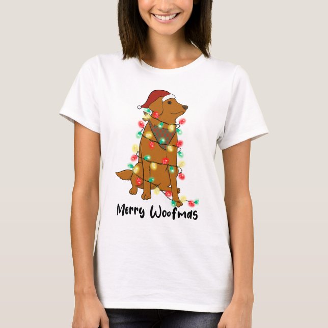 Camiseta Feliz engraçada Cachorro de Natal de Woofmas (Frente)