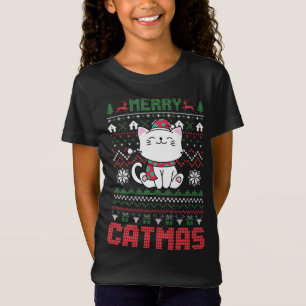 Camiseta Feliz Engraçada Catmas Feia de Natal Doce Gato San