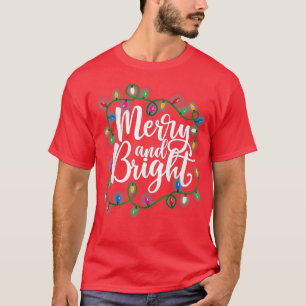 Camiseta Feliz Engraçada e Luzes de Natal Brilhantes