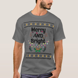 Camiseta Feliz Engraçada e Luzes de Natal Brilhantes