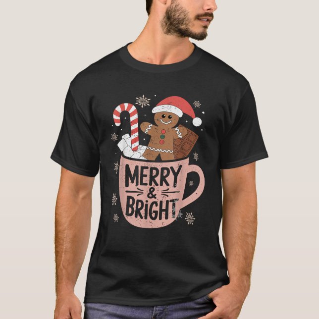 Camiseta Feliz Engraçada E Pão De Gengibre De Natal Brilhan (Frente)