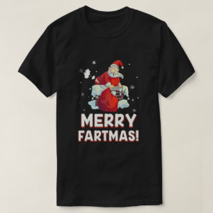 Camiseta Feliz Engraçada Fartmas Papai Noel Fazendo Natal