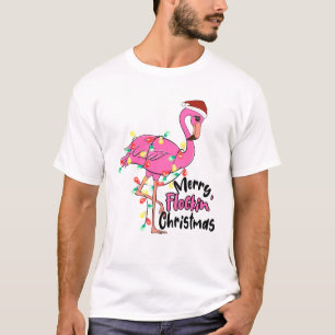 Camiseta Feliz Engraçada Flamingo de Natal