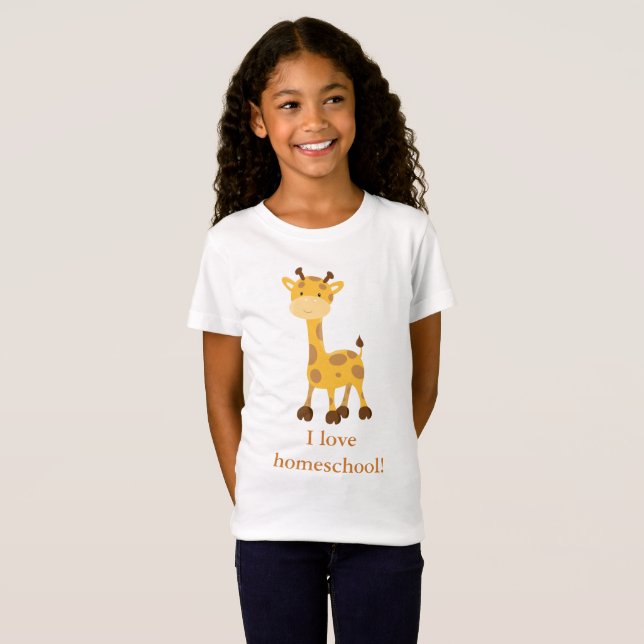 Camiseta Feliz escola doméstica Giraffe (Frente Completa)
