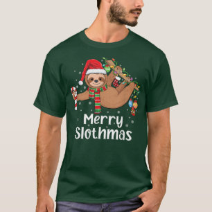 Camiseta Feliz Eslothmas Ppijama de Natal Chapéu Santa X