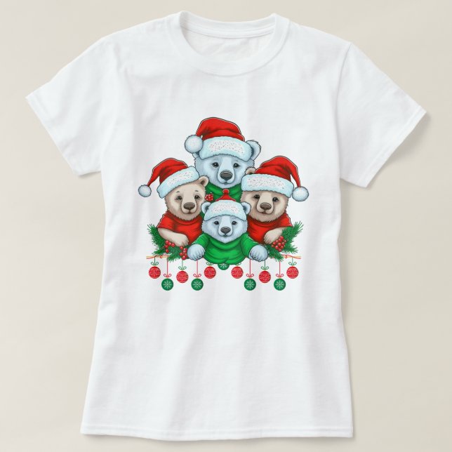 Camiseta Feliz Esquadrão de Urso de Natal (Frente do Design)