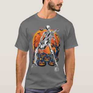 Camiseta Feliz Esqueleto De Halloween Tocando Guitarra Pump
