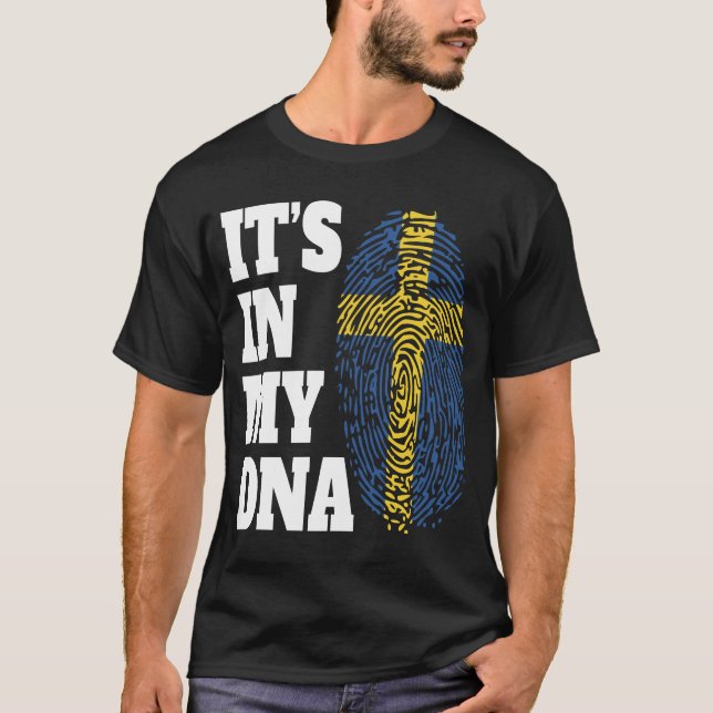 Camiseta Feliz Está na minha Suecia de DNA sueca (Frente)