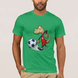 Camiseta Feliz Estrela do Futebol Gecko Chutando Bola de Fu