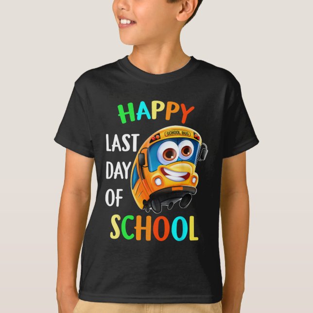 Camiseta Feliz Estudante De Condutores De Ônibus Do Último  (Frente)