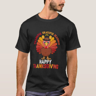 Camiseta Feliz Família de Ação de Graças Feliz, Feliz e Fel