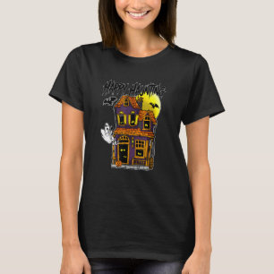 Camiseta Feliz Fantasma de Halloween Morcegos Lua Assombrad