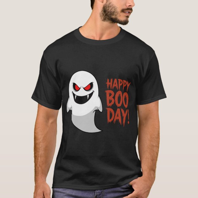 Camiseta Feliz Fantasma do Dia de as Bruxas engraçado Boo-D (Frente)