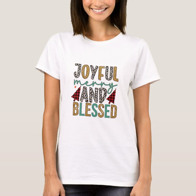 Camiseta Feliz Feliz De Natal E Abençoada (Frente)