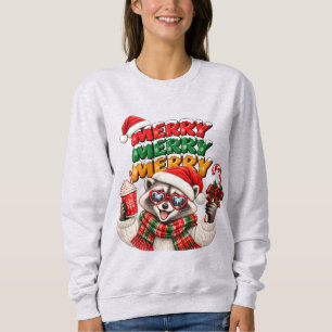 Camiseta Feliz Feliz Feliz Natal Guaxinim Cacau Quente