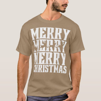 Camiseta Feliz Feliz Feliz Natal Santas Sleigh e voando