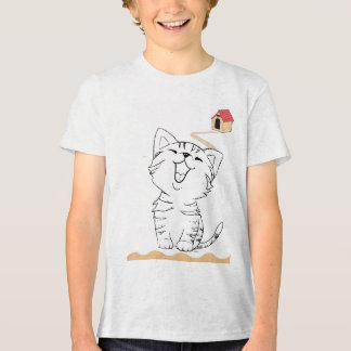 Camiseta Feliz Feliz Gato Cartoon Fofo Gatinho Tabby Kids C