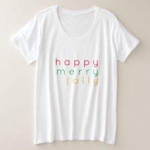 Camiseta Feliz FELIZ, JOLLY, Camisa-T de tamanho feminino