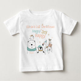 Camiseta Feliz Feliz Joy Animais Fofos 1rua Natal
