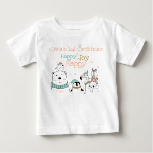 Camiseta Feliz Feliz Joy Animais Fofos 1rua Natal