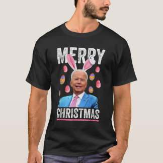 Camiseta Feliz Feliz Natal Engraçado Biden Confuso para Eas