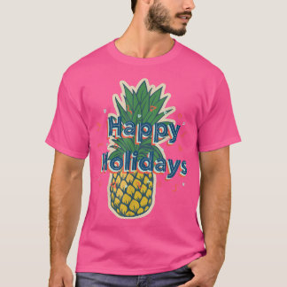 Camiseta Feliz Feriado Abacaxi Adulto Engraçado Natal T-S