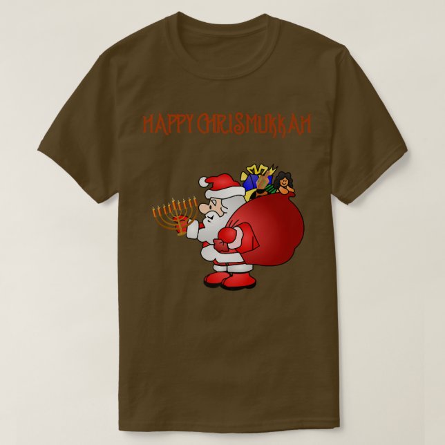 Camiseta Feliz Feriado Familiar de Chrismukkah (Frente do Design)