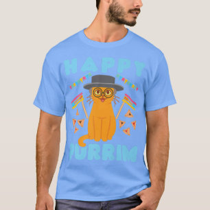 Camiseta Feliz Feriado Judeu Gato Hamantash Homens Mulheres