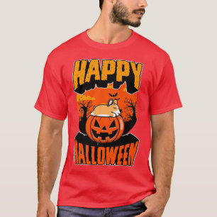 Camiseta Feliz Festa de Halloween Cute Naping Kawaii Corgi