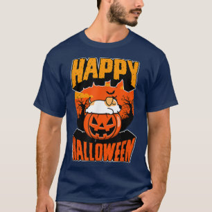 Camiseta Feliz Festa de Halloween Cute Napping Kawaii Pitbu
