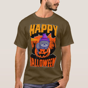 Camiseta Feliz Festa de Halloween Cute Napping Kawaii Witch