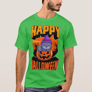 Camiseta Feliz Festa de Halloween Cute Napping Kawaii Witch