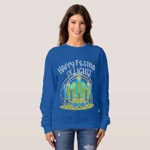 Camiseta Feliz Festival das Luzes Hanukkah Menorah