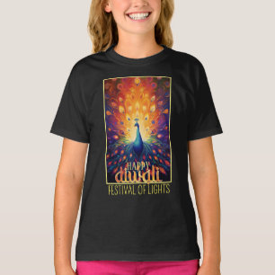 Camiseta Feliz Festival de Luzes de Peacock Vibrante Diwali