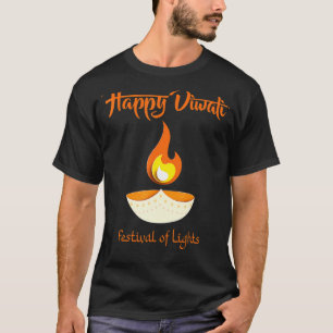Camiseta Feliz Festival Deepavali Diwali de Luzes para o In