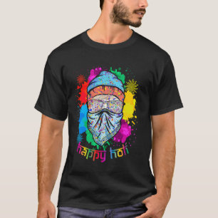 Camiseta Feliz Festival Holi Hindu Cores Phagwah Óculos de