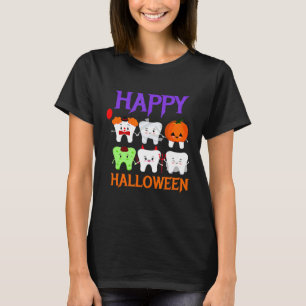 Camiseta Feliz Figurino De Halloween Eu Dental Denti