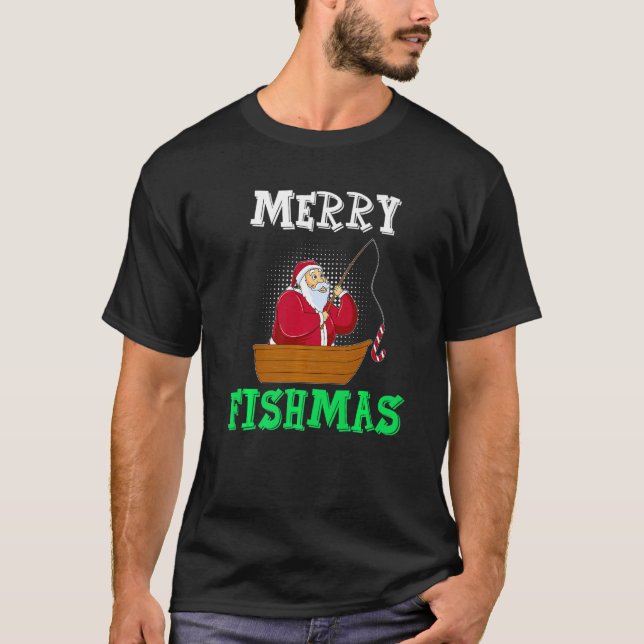 Camiseta Feliz Fishmas Angler Nicholas Angel Premium (Frente)