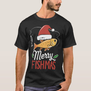Camiseta "Feliz Fishmas Bass Peixe Pescaria Natal Feio