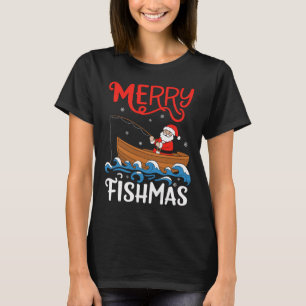 Camiseta Feliz Fishmas Divertido Natal Papai Noel Pescando