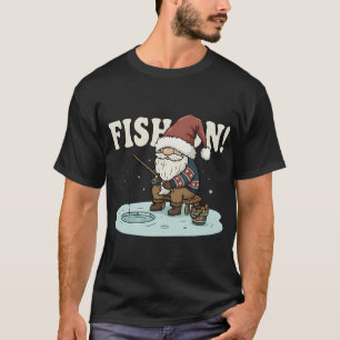 Camiseta Feliz Fishmas Divertido Papai Noel Pescando