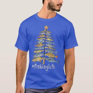 Camiseta Feliz Fishmas Engraçado Árvore de Natal Luzes de P